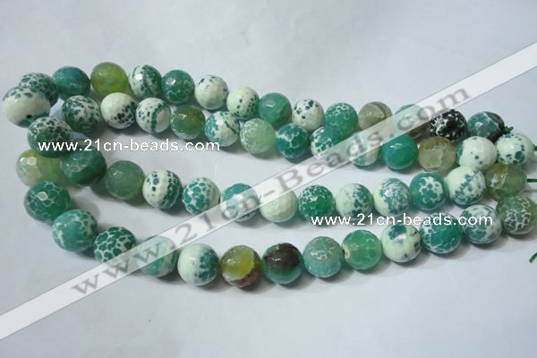 CAG4795 15.5 inches 14mm faceted round fire crackle agate beads