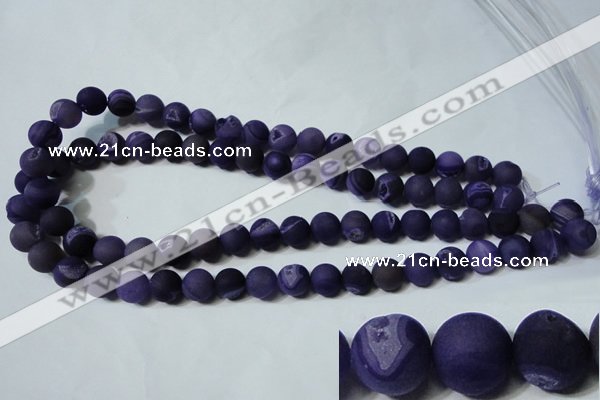 CAG4797 15.5 inches 12mm round matte druzy agate beads wholesale