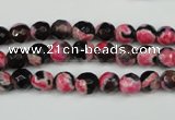 CAG4801 15 inches 6mm faceted round fire crackle agate beads