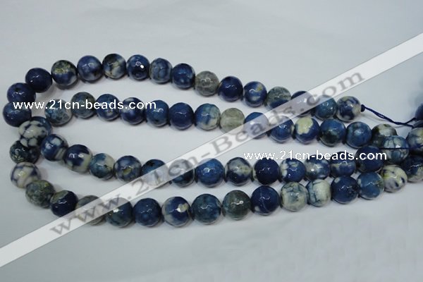 CAG4808 15 inches 12mm faceted round fire crackle agate beads