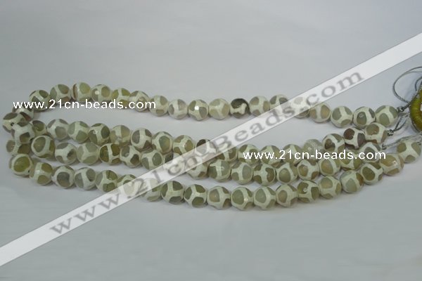 CAG4816 15 inches 10mm faceted round tibetan agate beads wholesale