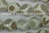 CAG4817 15 inches 12mm faceted round tibetan agate beads wholesale