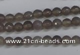 CAG4825 15 inches 6mm faceted round grey agate beads wholesale