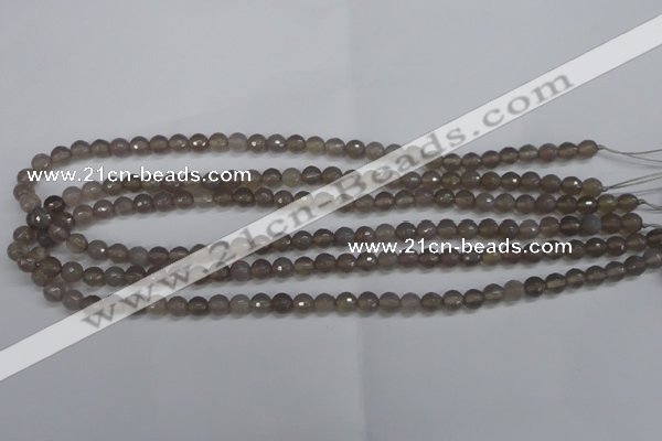 CAG4825 15 inches 6mm faceted round grey agate beads wholesale