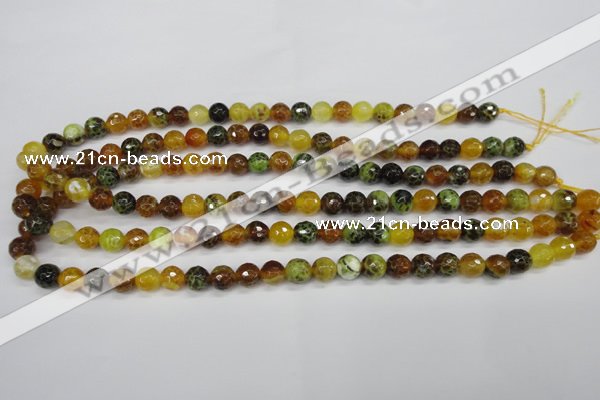 CAG4842 15 inches 8mm faceted round dragon veins agate beads