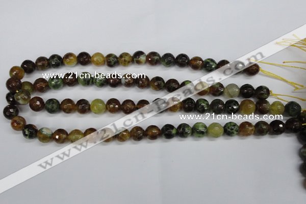 CAG4843 15 inches 10mm faceted round dragon veins agate beads