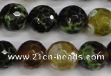 CAG4845 15 inches 14mm faceted round dragon veins agate beads