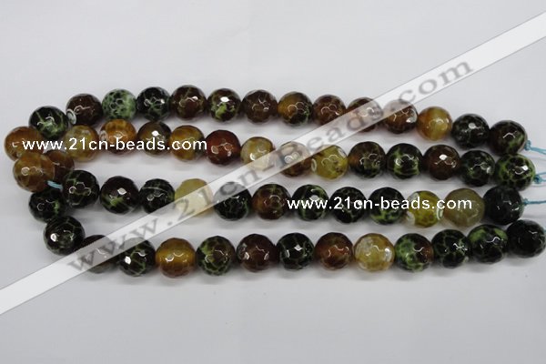 CAG4845 15 inches 14mm faceted round dragon veins agate beads