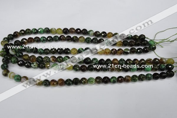 CAG4851 15 inches 6mm faceted round dragon veins agate beads