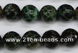 CAG4854 15 inches 12mm faceted round dragon veins agate beads