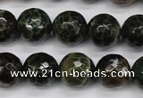 CAG4855 15 inches 14mm faceted round dragon veins agate beads