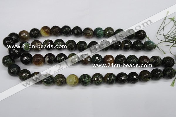 CAG4855 15 inches 14mm faceted round dragon veins agate beads