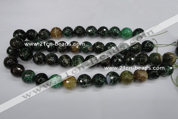 CAG4856 15 inches 16mm faceted round dragon veins agate beads