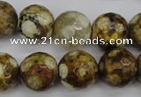 CAG4866 15 inches 16mm faceted round dragon veins agate beads