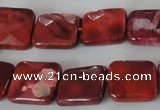 CAG4872 15 inches 14*14mm faceted square fire crackle agate beads