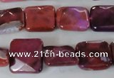 CAG4874 15 inches 14*14mm faceted square fire crackle agate beads