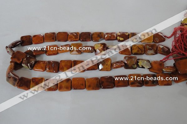 CAG4877 15 inches 14*14mm faceted square fire crackle agate beads