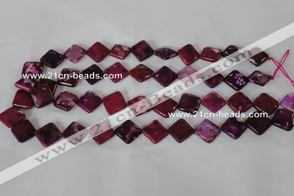 CAG4883 15 inches 14*14mm faceted diamond fire crackle agate beads