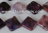 CAG4885 15 inches 14*14mm faceted diamond fire crackle agate beads