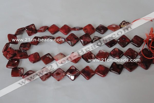 CAG4886 15 inches 14*14mm faceted diamond fire crackle agate beads