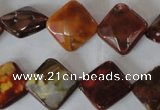 CAG4887 15 inches 14*14mm faceted diamond fire crackle agate beads