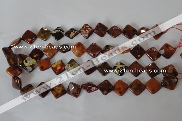 CAG4887 15 inches 14*14mm faceted diamond fire crackle agate beads