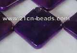 CAG4888 15 inches 25*25mm faceted diamond fire crackle agate beads