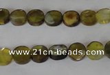 CAG4890 15 inches 8mm faceted coin fire crackle agate beads