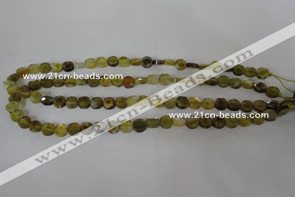 CAG4890 15 inches 8mm faceted coin fire crackle agate beads