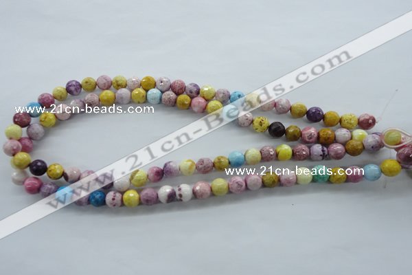 CAG4901 15.5 inches 8mm faceted round dyed white agate beads