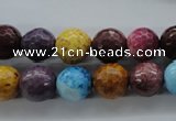 CAG4902 15.5 inches 10mm faceted round dyed white agate beads