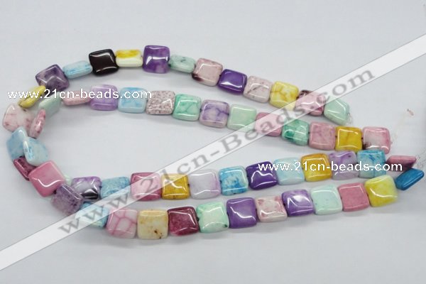 CAG4910 15.5 inches 12*12mm square dyed white agate beads