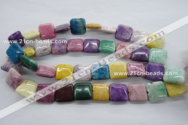 CAG4912 15.5 inches 20*20mm square dyed white agate beads