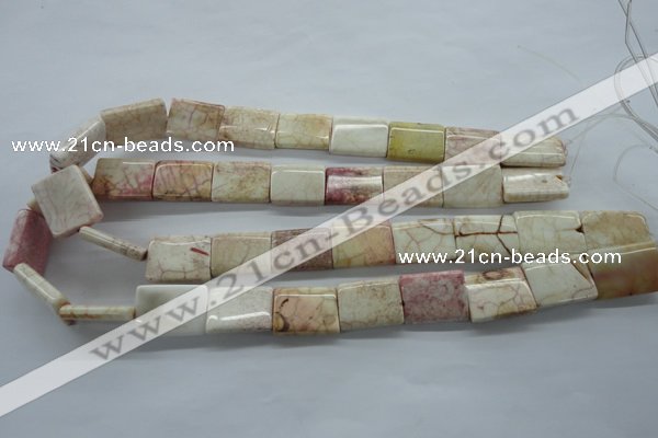 CAG4928 15.5 inches 16*20mm rectangle dyed white agate beads