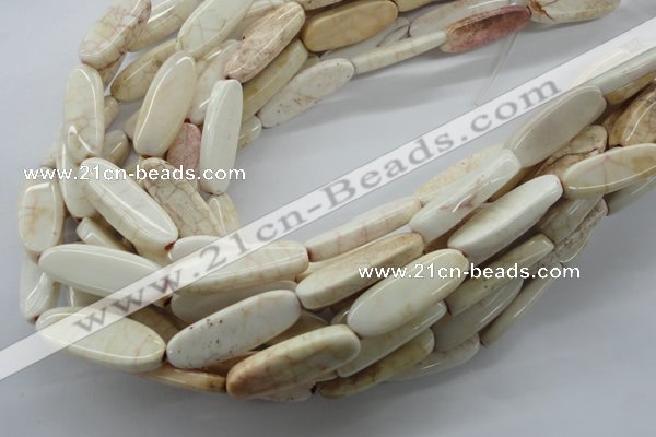 CAG4929 15.5 inches 10*30mm oval dyed white agate beads