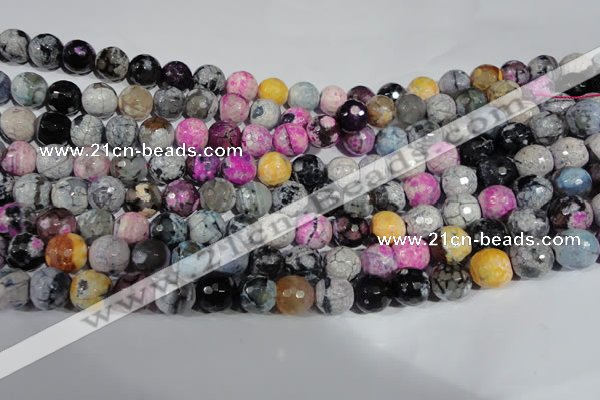 CAG5060 15.5 inches 10mm faceted round fire crackle agate beads