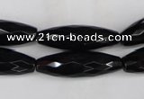 CAG5062 15.5 inches 10*30mm faceted rice black agate beads