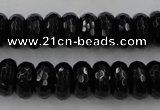 CAG5065 15.5 inches 6*12mm faceted rondelle black agate beads