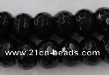 CAG5066 15.5 inches 10*13mm faceted rondelle black agate beads