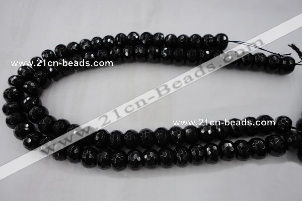 CAG5066 15.5 inches 10*13mm faceted rondelle black agate beads