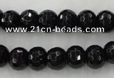 CAG5068 15.5 inches 8*10mm faceted rondelle black agate beads