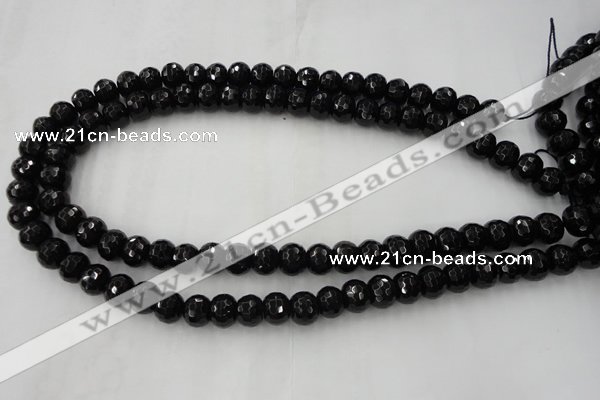 CAG5068 15.5 inches 8*10mm faceted rondelle black agate beads