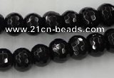 CAG5069 15.5 inches 7*11mm faceted rondelle black agate beads