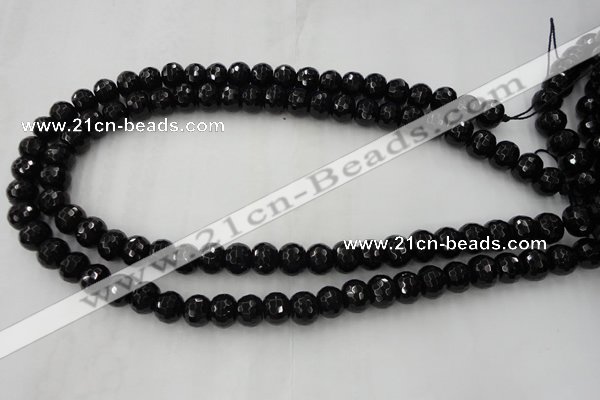 CAG5069 15.5 inches 7*11mm faceted rondelle black agate beads