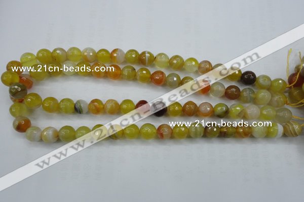 CAG5102 15.5 inches 8mm faceted round line agate beads wholesale