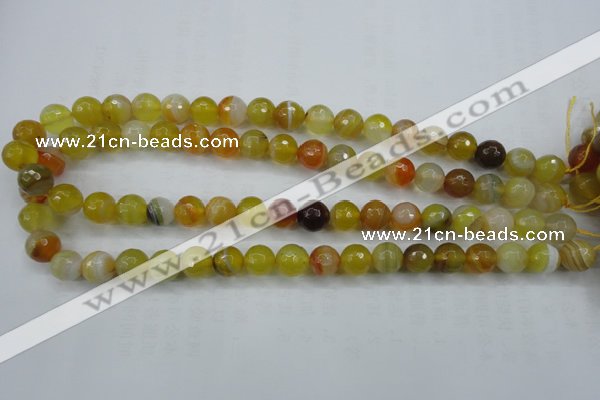 CAG5103 15.5 inches 10mm faceted round line agate beads wholesale