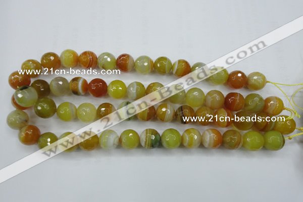 CAG5104 15.5 inches 12mm faceted round line agate beads wholesale