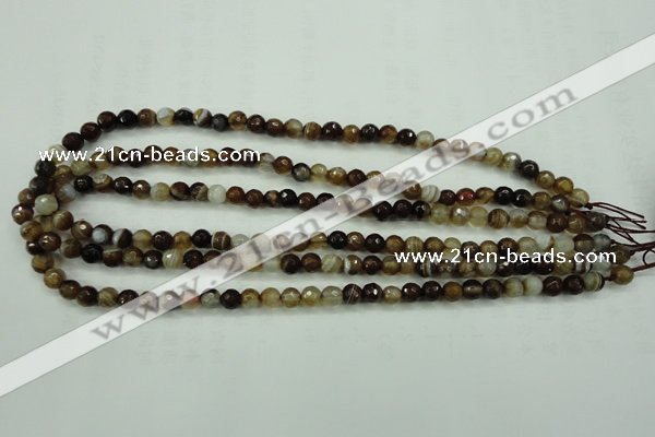 CAG5106 15.5 inches 6mm faceted round line agate beads wholesale