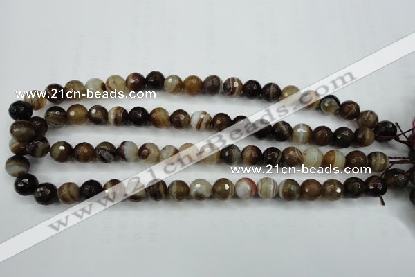 CAG5107 15.5 inches 8mm faceted round line agate beads wholesale