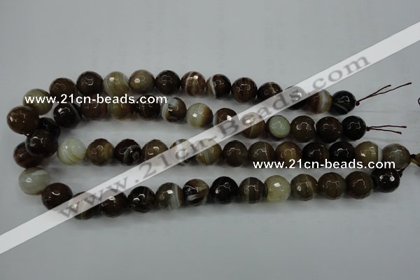 CAG5109 15.5 inches 12mm faceted round line agate beads wholesale